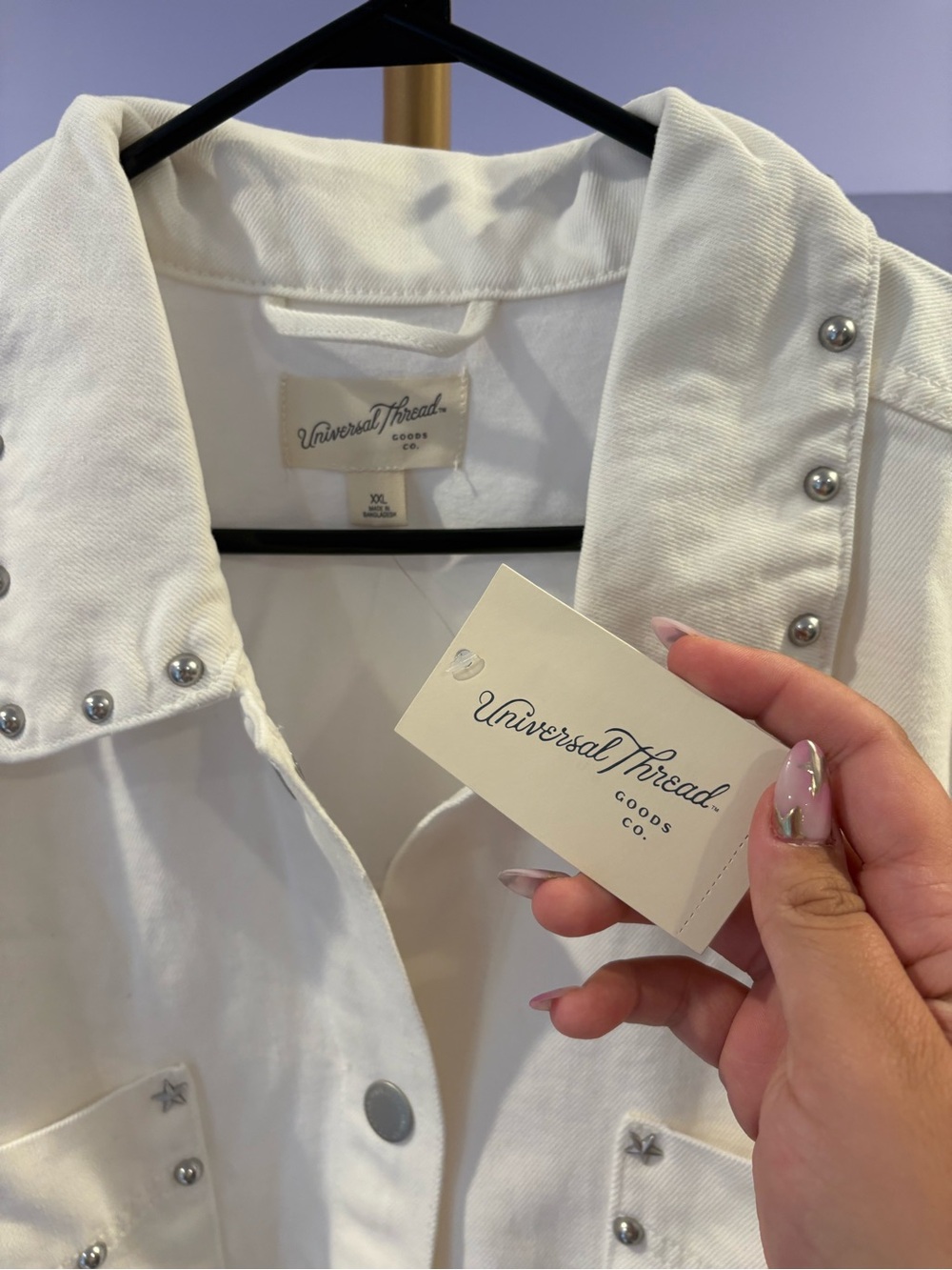 Universal Thread White Button-Up Jacket with Silver Star Studs NWT - Picture 3 of 5
